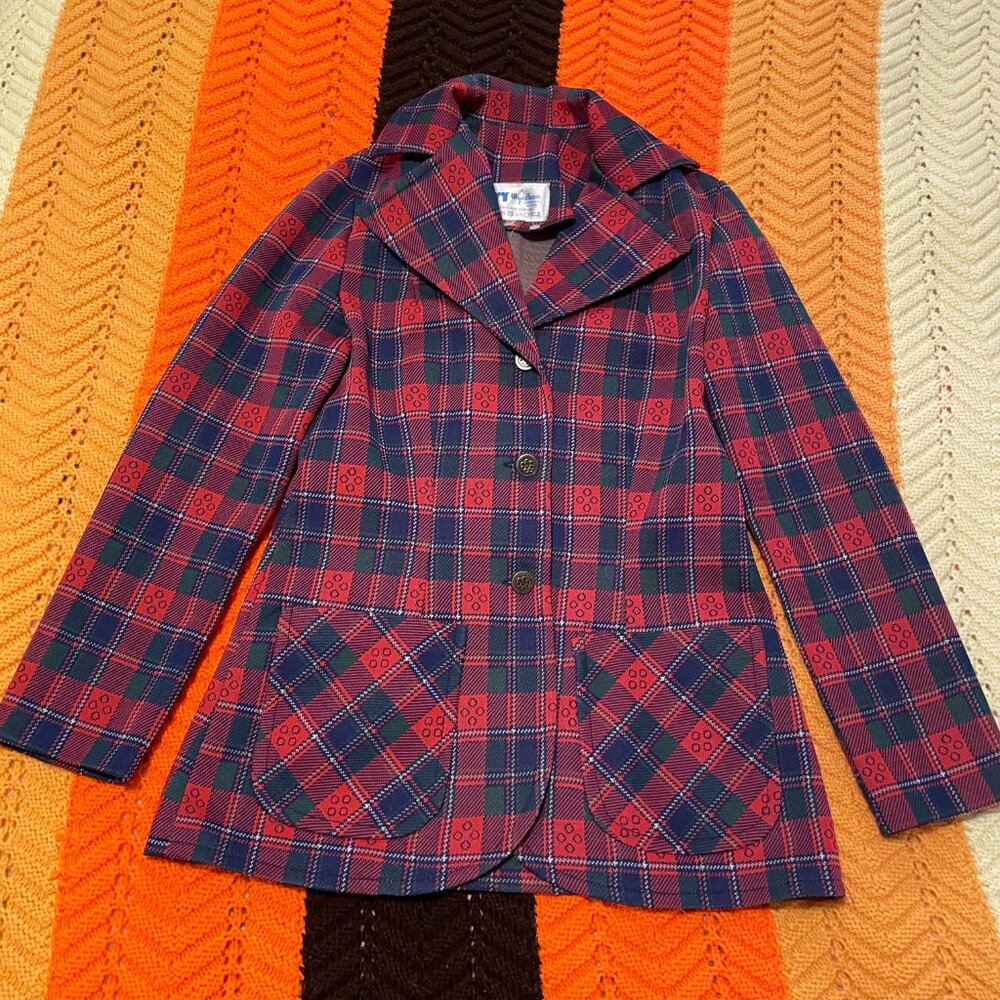 1970s metal button wyndham plaid pocket blazer - made in canada! - Picture 10 of 12